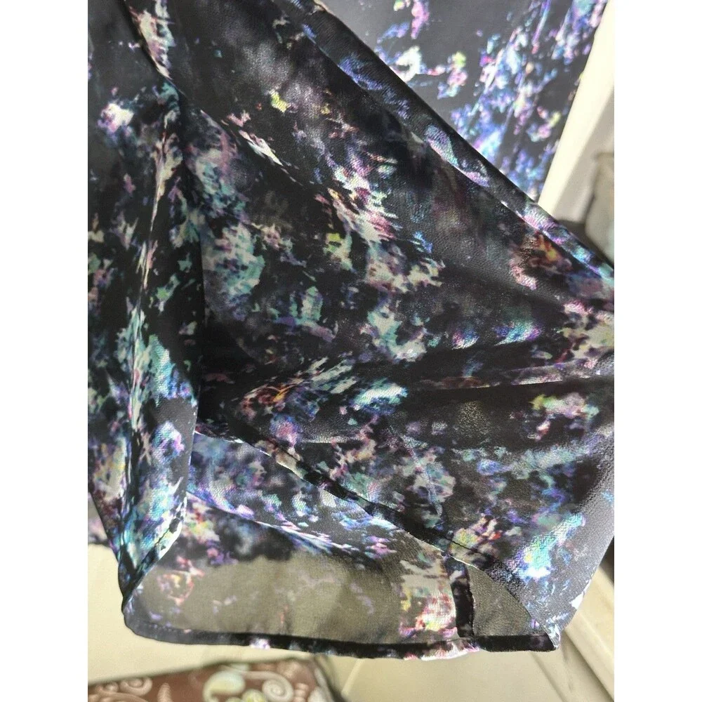 Carmen Marc Valvo Top Dolman Sleeves Sheer Multicolored Print Sz L - Picture 4 of 9